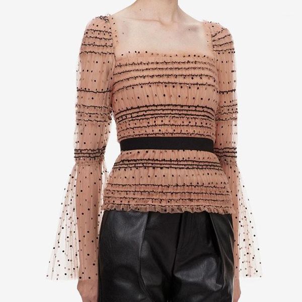 summer self portrait square collar flare long sleeve pleated lace mesh nude shirt fashion dot backless slim waist women's blouses & shi, White
summer self portrait square collar flare long sleeve pleated lace mesh nude shirt fashion dot backless slim waist women's blouses & shi, White