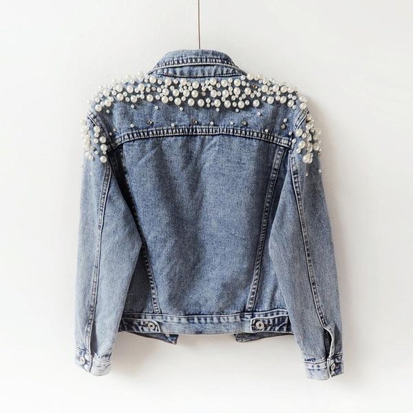 women's jackets autumn women basic coats denim jacket pearls beading jeans coat loose long sleeve bc755, Black;brown
women's jackets autumn women basic coats denim jacket pearls beading jeans coat loose long sleeve bc755, Black;brown