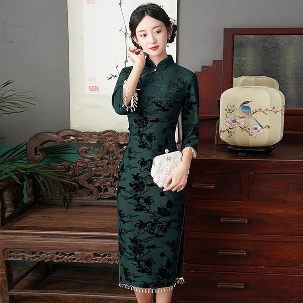 ethnic clothing mandarin collar chinese exquisite tassel party dress gown flower qipao women vintage button cheongsam mid-length vestid, Red
ethnic clothing mandarin collar chinese exquisite tassel party dress gown flower qipao women vintage button cheongsam mid-length vestid, Red