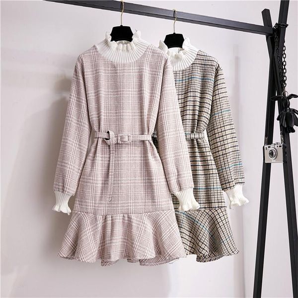 casual dresses autumn winter dress retro high-neck ruffled flared sleeve thickened temperament small fragrant fashion plaid vestidos d325, Black;gray
casual dresses autumn winter dress retro high-neck ruffled flared sleeve thickened temperament small fragrant fashion plaid vestidos d325, Black;gray