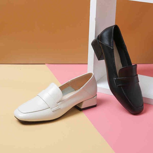 dress shoes spring leather loafers ladies square toe pumps chunky heels casual penny handmade mx04, Black
dress shoes spring leather loafers ladies square toe pumps chunky heels casual penny handmade mx04, Black