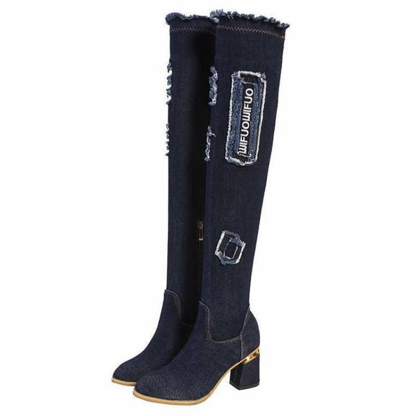 boots cowboy women's knee over jeans retro slim thigh stretch fabric zipper gold high heels, Black
boots cowboy women's knee over jeans retro slim thigh stretch fabric zipper gold high heels, Black