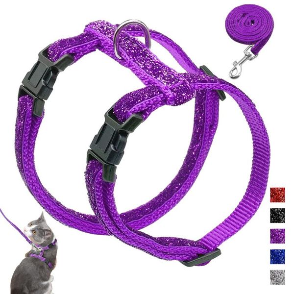 cat collars & leads nylon harness bling sequins and leash set pet kitten adjustable harnesses walking vest 5 colors
cat collars & leads nylon harness bling sequins and leash set pet kitten adjustable harnesses walking vest 5 colors