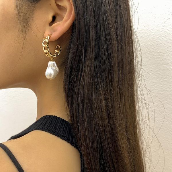 hoop & huggie minar fashion irregular baroque pearl earrings for women gold color linked chain oversized pearls hanging brincos, Golden;silver
hoop & huggie minar fashion irregular baroque pearl earrings for women gold color linked chain oversized pearls hanging brincos, Golden;silver