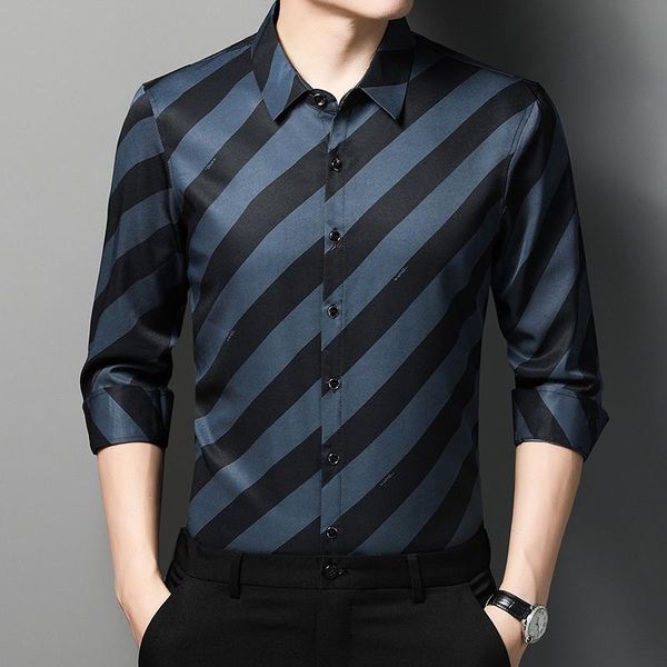 men's casual shirts seamless striped british style long sleeve business formal dress shirt streetwear social, White;black
men's casual shirts seamless striped british style long sleeve business formal dress shirt streetwear social, White;black