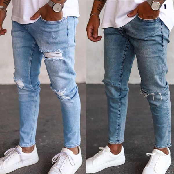 men's jeans 2021 autumn korean version of the stretch light-colored ripped slim-fit fashion denim trousers, Blue
men's jeans 2021 autumn korean version of the stretch light-colored ripped slim-fit fashion denim trousers, Blue