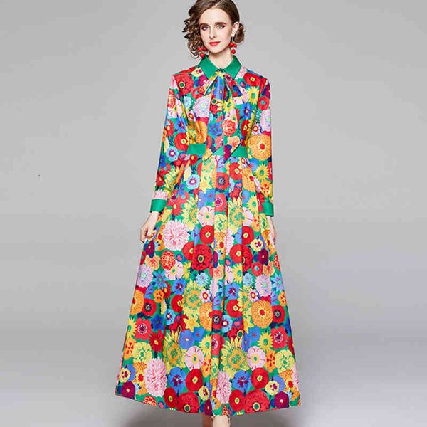 casual dresses printing long women spring summer elegant fashion versatile turn-down collar sleeve slim print bnl7, Black;gray