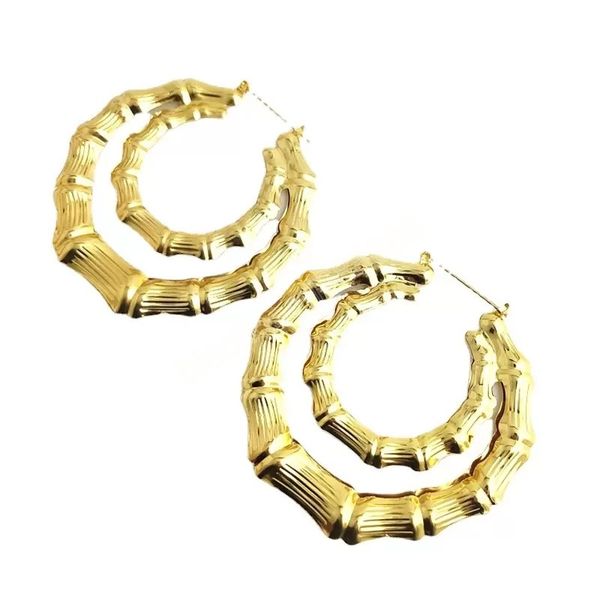 gold plated large bamboo hoop earring hollow casting hip-hop statement jewelry for women, Golden;silver
gold plated large bamboo hoop earring hollow casting hip-hop statement jewelry for women, Golden;silver