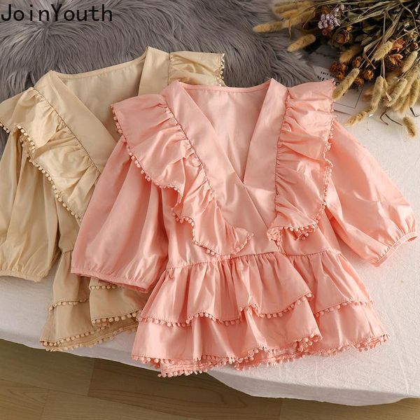 women's blouses & shirts joinyouth sweet shirt ruffles v neck solid korean kawaii blouse women elegant 2021 summer short sleeve blusas, White
women's blouses & shirts joinyouth sweet shirt ruffles v neck solid korean kawaii blouse women elegant 2021 summer short sleeve blusas, White