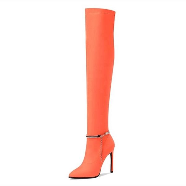 boots solid fashion for lady's elegant long high heel over knee ankle chain strap pointy toe shoes winter autumn size 43, Black
boots solid fashion for lady's elegant long high heel over knee ankle chain strap pointy toe shoes winter autumn size 43, Black