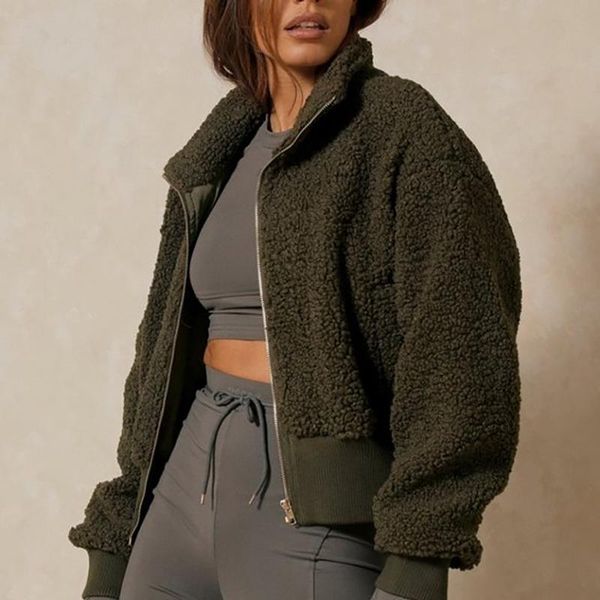 women's jackets 2021 fall winter cashmere lapel long sleeve zip jacket street style woman, Black;brown
women's jackets 2021 fall winter cashmere lapel long sleeve zip jacket street style woman, Black;brown