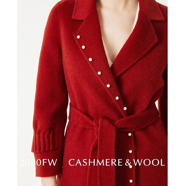 women's wool & blends coat albaka pearl rimmed suit collar temperament medium long waist, Black
women's wool & blends coat albaka pearl rimmed suit collar temperament medium long waist, Black