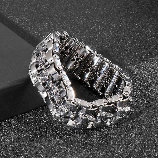 link, chain vintage punk rock viking wolf head wide bracelet hiphop men's stainless steel bike biker motorcycle bracelets bangle jewelr, Black
link, chain vintage punk rock viking wolf head wide bracelet hiphop men's stainless steel bike biker motorcycle bracelets bangle jewelr, Black