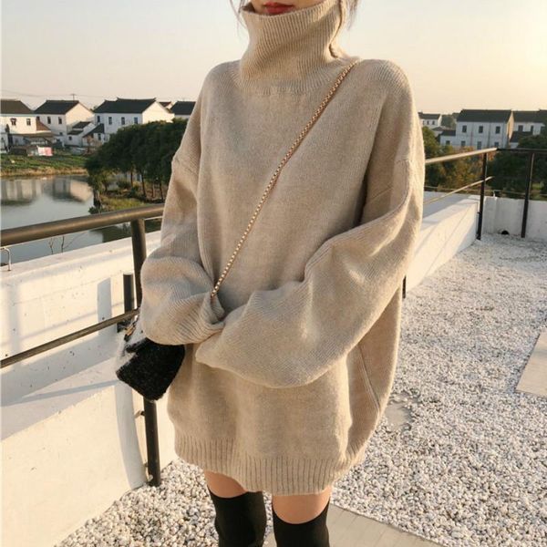 women's sweaters korean fashion turtleneck sweater women khaki pullovers solid soft autumn winter clothes loose long sleeve knit 2021, White;black
women's sweaters korean fashion turtleneck sweater women khaki pullovers solid soft autumn winter clothes loose long sleeve knit 2021, White;black