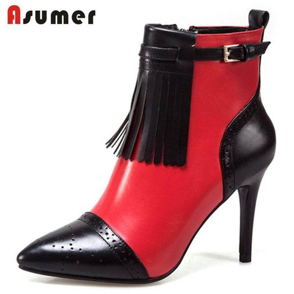 boots asumer 2021 fashion genuine leather zipper ankle women thin high heels pointed toe autumn size 33-43, Black
boots asumer 2021 fashion genuine leather zipper ankle women thin high heels pointed toe autumn size 33-43, Black