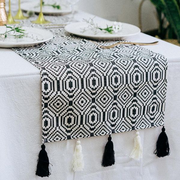 table cloth ins fashion french chic tassel runner geometric black white stripe morocco nordic style design
table cloth ins fashion french chic tassel runner geometric black white stripe morocco nordic style design