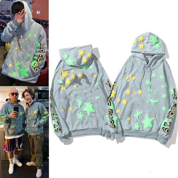 european and american fashion brand bubble five-pointed star luminous high street men's hoodie, Black
european and american fashion brand bubble five-pointed star luminous high street men's hoodie, Black