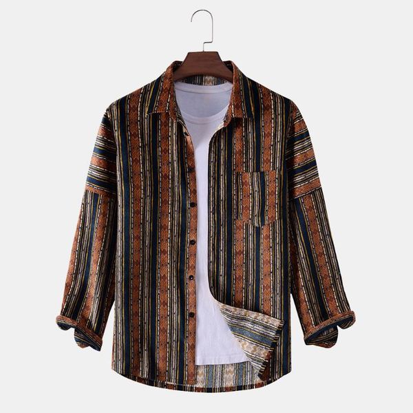 men's casual shirts men's striped ethnic print button long sleeve shirt autumn senior street clothing lapel pocket 2021, White;black
men's casual shirts men's striped ethnic print button long sleeve shirt autumn senior street clothing lapel pocket 2021, White;black