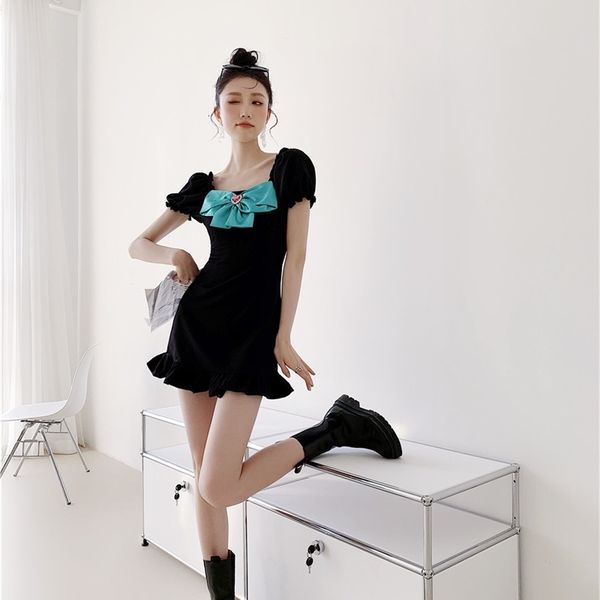 casual dresses backless stone bow black mini summer short sleeve puff ruffle mermaid cute korean fashion cokq, Black;gray
casual dresses backless stone bow black mini summer short sleeve puff ruffle mermaid cute korean fashion cokq, Black;gray