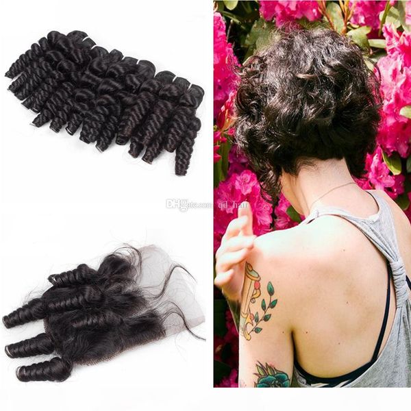 brazilian aunty funmi virgin 9a hair 3bundles with closure pieces romance curl virgin human hair weaves extensions with 4x4 lace closure, Black
brazilian aunty funmi virgin 9a hair 3bundles with closure pieces romance curl virgin human hair weaves extensions with 4x4 lace closure, Black