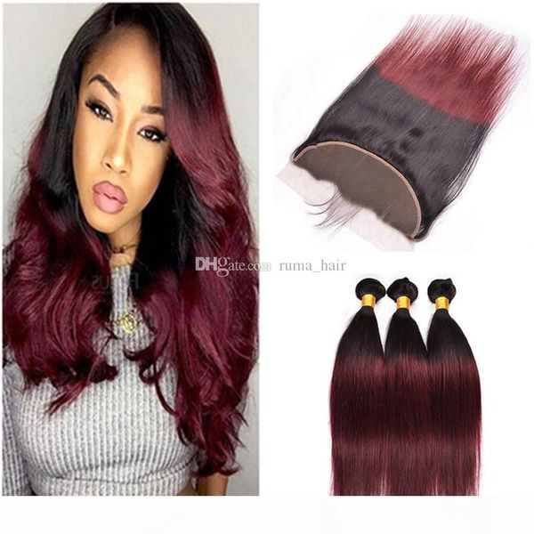 t 1b 99j dark root burgundy extensions indian straight hair 3 bundles with ear to ear lace frontal ombre human hair bundles, Black;brown
t 1b 99j dark root burgundy extensions indian straight hair 3 bundles with ear to ear lace frontal ombre human hair bundles, Black;brown