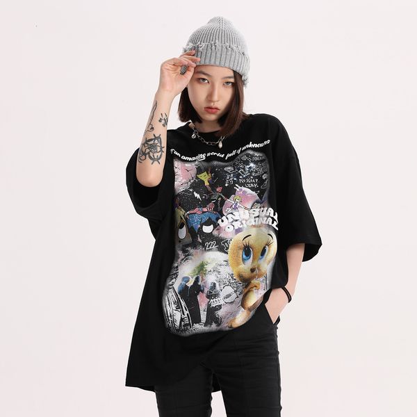 t shirt cartoon printed short sleeve men's fashion brand 5-sleeve hip hop loose couple half, White
t shirt cartoon printed short sleeve men's fashion brand 5-sleeve hip hop loose couple half, White