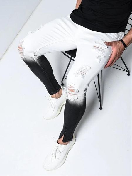 2021fashion men's skinny stretch ripped jeans streetwear gradient white black skinny jeans men's hip-hop jogging slacks, Blue
2021fashion men's skinny stretch ripped jeans streetwear gradient white black skinny jeans men's hip-hop jogging slacks, Blue
