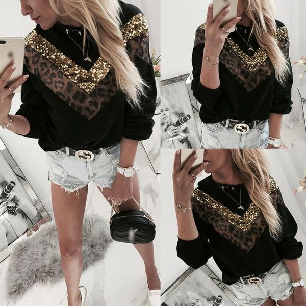 women's hoodies & sweatshirts women sparkle sequined leopard print patchwork long sleeve pullover jumper o neck casual sweatshirt, Black
women's hoodies & sweatshirts women sparkle sequined leopard print patchwork long sleeve pullover jumper o neck casual sweatshirt, Black