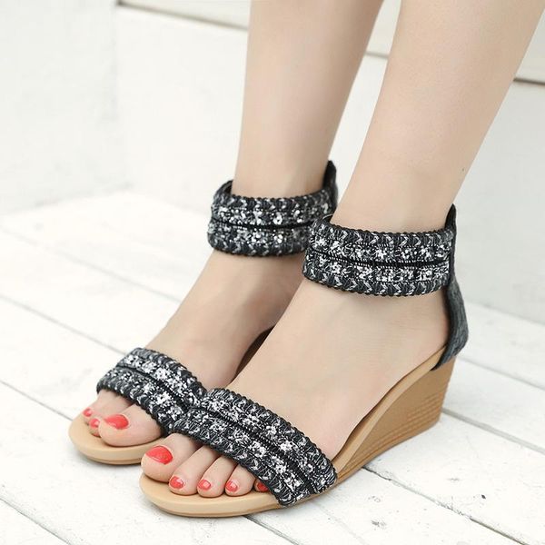2021 new summer shoes woman slip on women sandals open toe sandals ladies wedge ladies casual footwear lrage size, Black
2021 new summer shoes woman slip on women sandals open toe sandals ladies wedge ladies casual footwear lrage size, Black