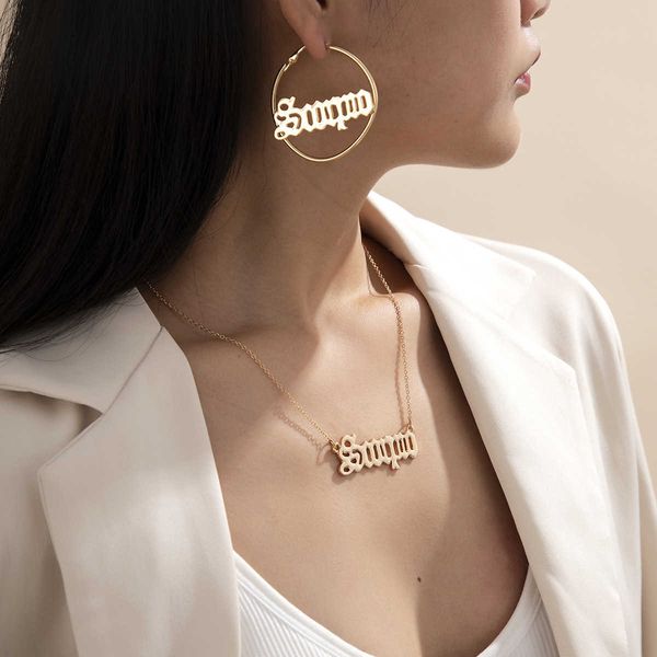 jewelry personality exaggerated hollow out circular earrings creative cool wind geometric letter necklace, Silver
jewelry personality exaggerated hollow out circular earrings creative cool wind geometric letter necklace, Silver