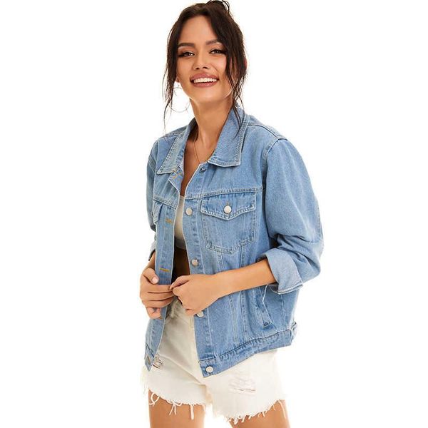 women's jackets 2021 fashion denim lapel wash to make old jacket girl, Black;brown 
women's jackets 2021 fashion denim lapel wash to make old jacket girl, Black;brown