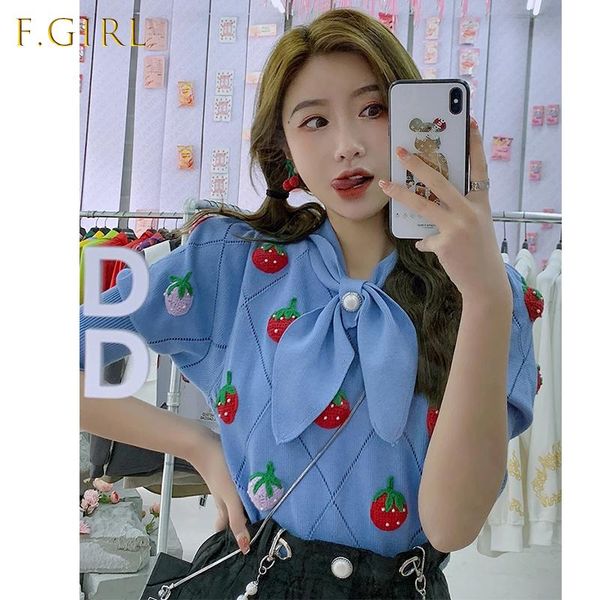 women's sweaters spring summer sweet girl 3d strawberry embroidery short sleeve sweater bow collar hollow out pullover knitted, White;black
women's sweaters spring summer sweet girl 3d strawberry embroidery short sleeve sweater bow collar hollow out pullover knitted, White;black
