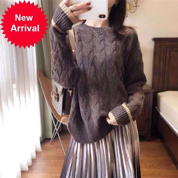 wool cashmere pullover twist loose autumn and winter new sweater women, White;black
wool cashmere pullover twist loose autumn and winter new sweater women, White;black