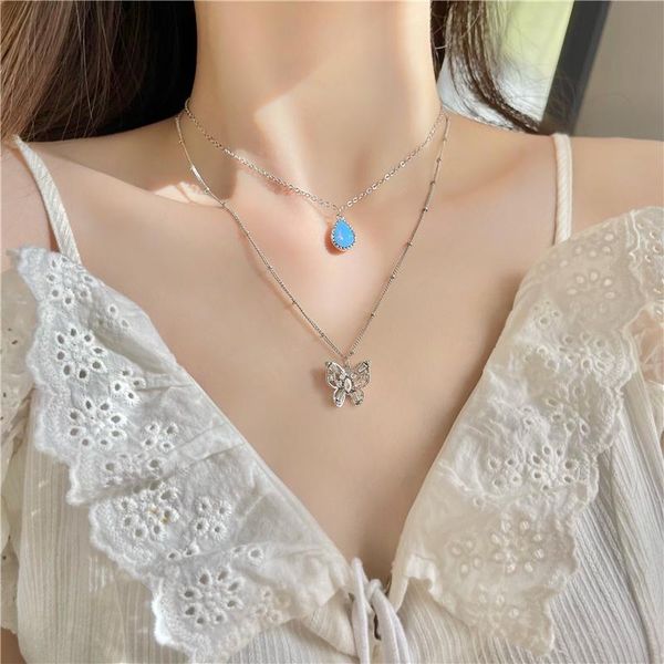 pendant necklaces double layer fashion butterfly necklace women silver color choker clavicle chain jewelry party gifts 2021
pendant necklaces double layer fashion butterfly necklace women silver color choker clavicle chain jewelry party gifts 2021