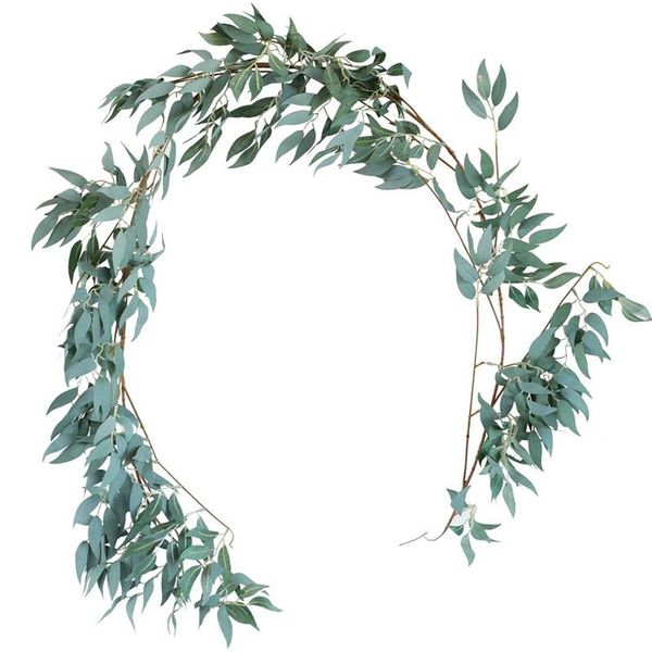 decorative flowers & wreaths 2 pack artificial gray greenery garland faux silk willow leaves vines wreath for wedding decor, party, home cro
decorative flowers & wreaths 2 pack artificial gray greenery garland faux silk willow leaves vines wreath for wedding decor, party, home cro