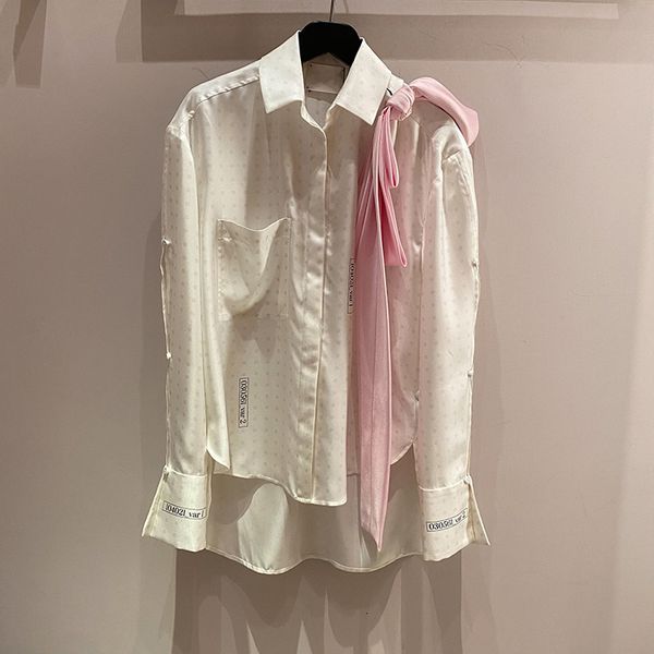 new bowknot polka dot long sleeve silk versatile shirt for women in spring and summer of 2021, White
new bowknot polka dot long sleeve silk versatile shirt for women in spring and summer of 2021, White