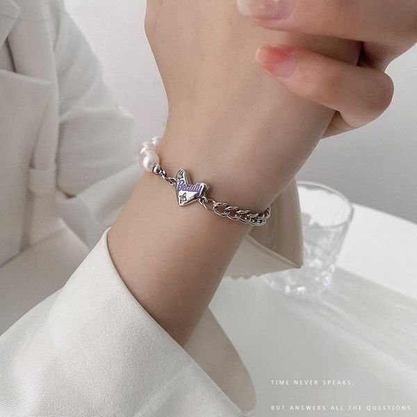 link, chain heart women bracelet elegant bracelets woman fashion simple retro artificial pearl jewelry letter bangles trendy metal pulseras, Black
link, chain heart women bracelet elegant bracelets woman fashion simple retro artificial pearl jewelry letter bangles trendy metal pulseras, Black
