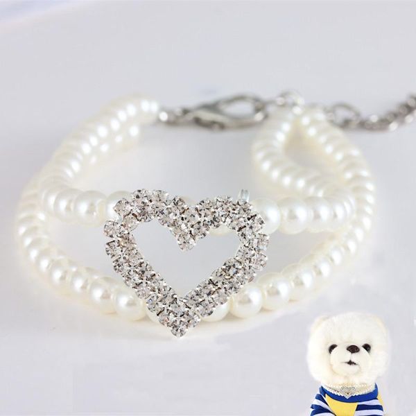 dog collars & leashes puppy small cat necklace collar pearl with shiny rhinestone heart shape pendant jewellery pet decoration supplies
dog collars & leashes puppy small cat necklace collar pearl with shiny rhinestone heart shape pendant jewellery pet decoration supplies