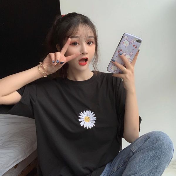 women's t-shirt t shirt summer cotton material o- neck clothing lq806l, White
