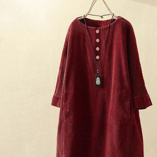 women corduroy dress vintage solid pockets button long sleeve dress loose casual female o neck plus size 5xl dresses vestidos, Black;gray
women corduroy dress vintage solid pockets button long sleeve dress loose casual female o neck plus size 5xl dresses vestidos, Black;gray
