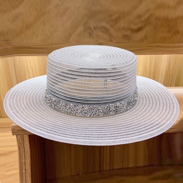 2021 new classical women sun hats foldable breathable white black church for ladies rhinestone band summer flat boater beach hat gf1q, Blue;gray
2021 new classical women sun hats foldable breathable white black church for ladies rhinestone band summer flat boater beach hat gf1q, Blue;gray