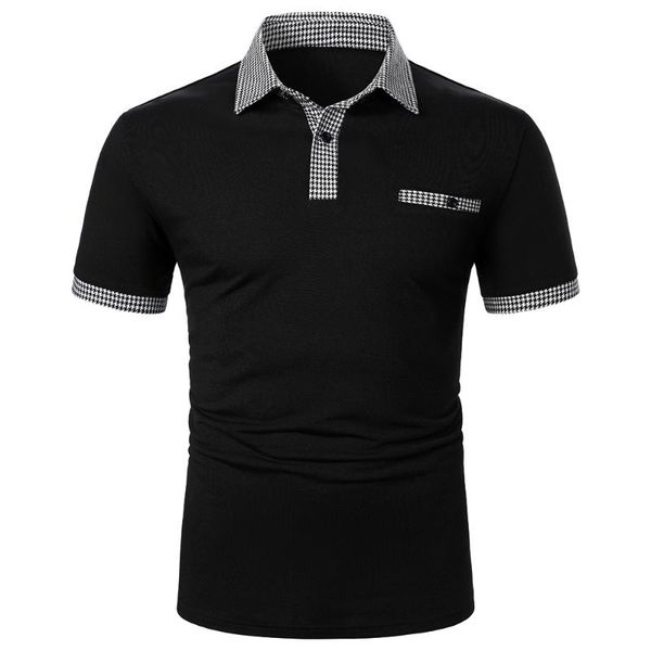 men's polos shirt plaid summer fashion classic casual short sleeve polka dot stitching homme bacis d30, White;black 
men's polos shirt plaid summer fashion classic casual short sleeve polka dot stitching homme bacis d30, White;black