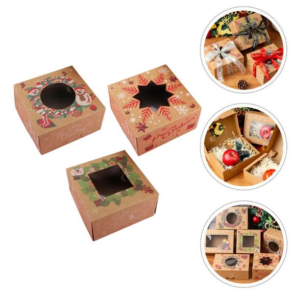 gift wrap 3pcs christmas cupcake boxes baking dessert packing kraft paper cases