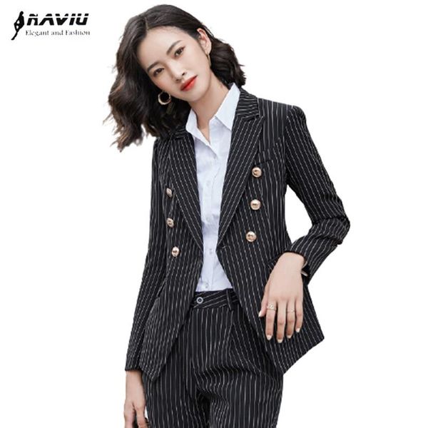 women's two piece pants high end spripes suits women business temperament slim formal interview blazer and office ladies work colthes, White
women's two piece pants high end spripes suits women business temperament slim formal interview blazer and office ladies work colthes, White