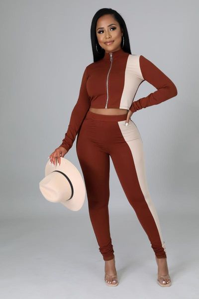 women's two piece pants autumn tracksuit women sets fashion color contrast casual suit ladies zipper tight sports, White
women's two piece pants autumn tracksuit women sets fashion color contrast casual suit ladies zipper tight sports, White