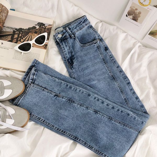 2021 new mooirue spring women line split design feeling old washed white korean style high waist slim denim jeans cssm, Blue
2021 new mooirue spring women line split design feeling old washed white korean style high waist slim denim jeans cssm, Blue