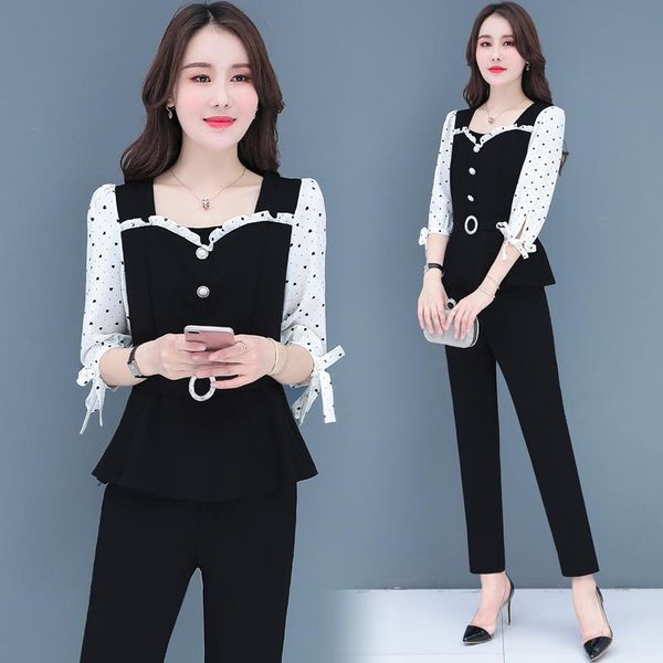 women's tracksuits autumn spring women blouse black pants design outfit western style office lady fashion 2 pcs clothing set slim vogue, Gray
women's tracksuits autumn spring women blouse black pants design outfit western style office lady fashion 2 pcs clothing set slim vogue, Gray