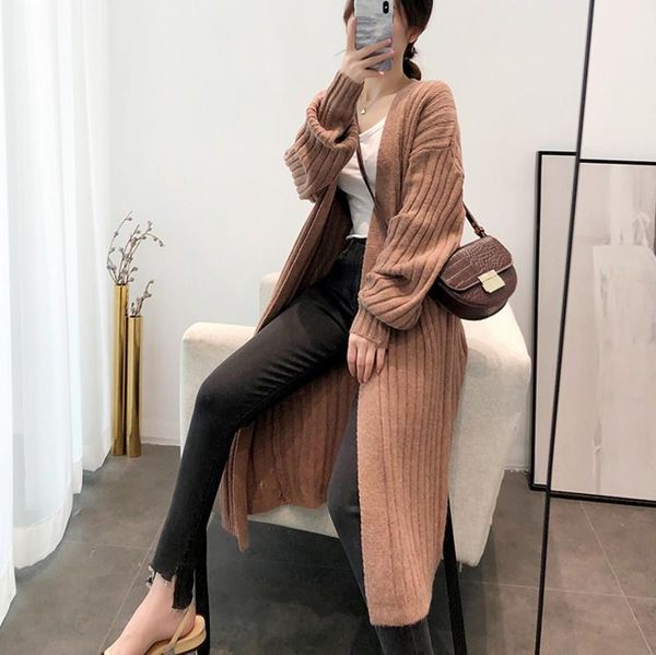 2021 autumn and winter new korean version of loose long thick woolen lazy knit cardigan sweater women's jacket, Black;brown
2021 autumn and winter new korean version of loose long thick woolen lazy knit cardigan sweater women's jacket, Black;brown