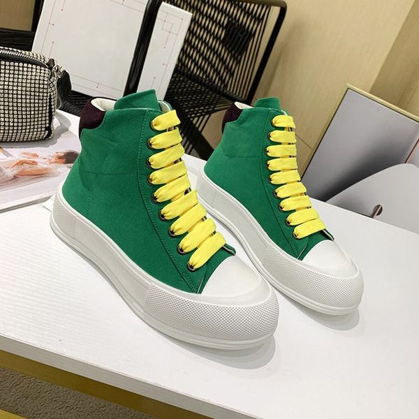 

Designer canvas Casual Shoes White Platform sole women's Sneakers Classic High-top Round Head Suede Splicing Low Trainer All-match shoe