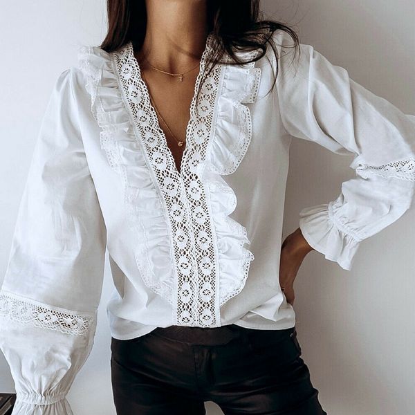 women lace hollow long sleeve button down autumn classic fit shirt ol floral loose lapel blouse casual tee, White
women lace hollow long sleeve button down autumn classic fit shirt ol floral loose lapel blouse casual tee, White